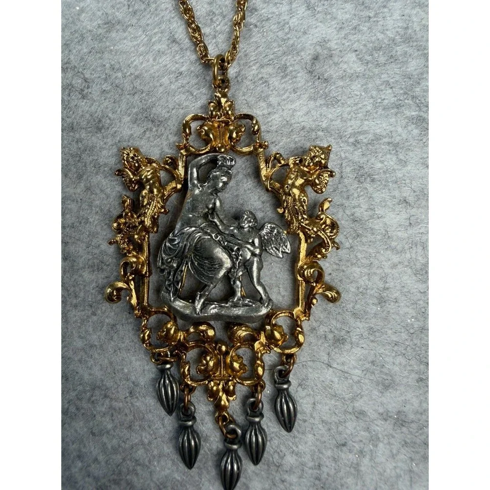 Vintage Signed ART Arthur Pepper Venus Cupid Necklace Renaissance Revival